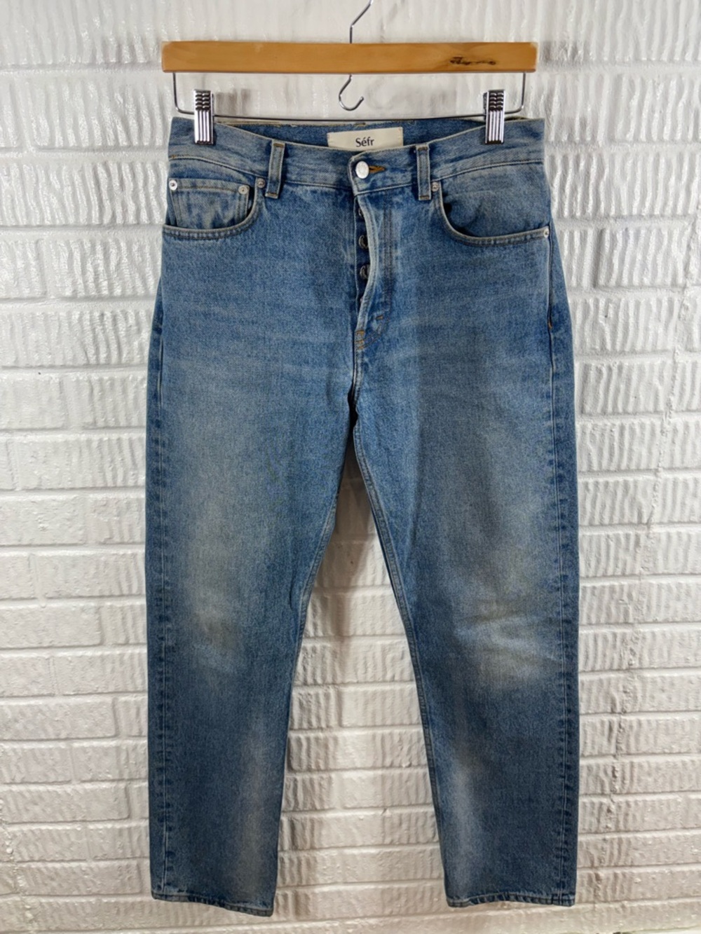 Sefr Mens Straight Cut Jeans Blue Made in Italy Size 30 x 34